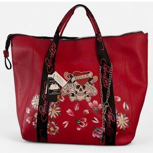 Ed Hardy Love Kills Slowly Tattoo Purse Tote Large Bag Shoulder Strap Detachable
